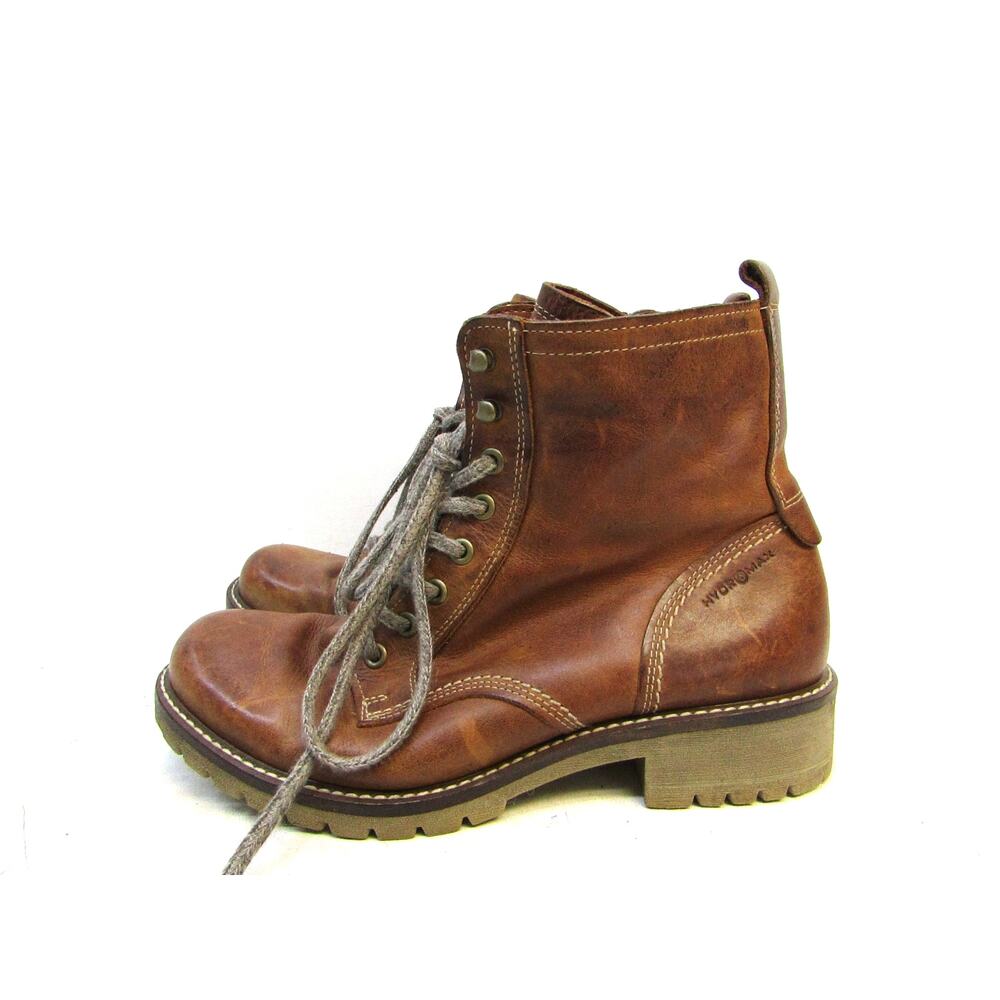 Ecco Womens Size 39 EUR Brown Leather Zip Lace Up Fashion Ankle Boots Booties